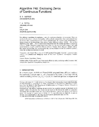 Algorithm 748, enclosing zeros of functions