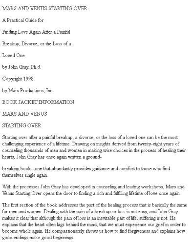 Mars and Venus starting over : a practical guide for finding love again after a painful breakup, divorce, or the loss of a loved one