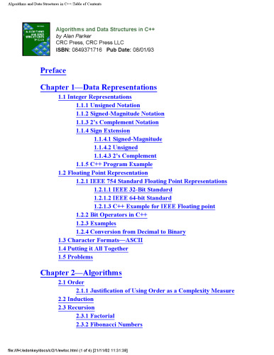 Algorithms and Data Structures in C++