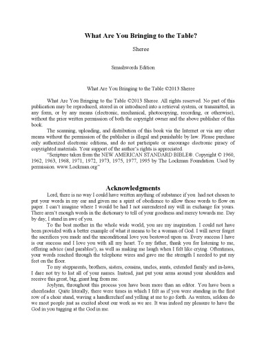 What are you bringing to the table