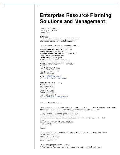 Enterprise Resource Planning Solutions and Management