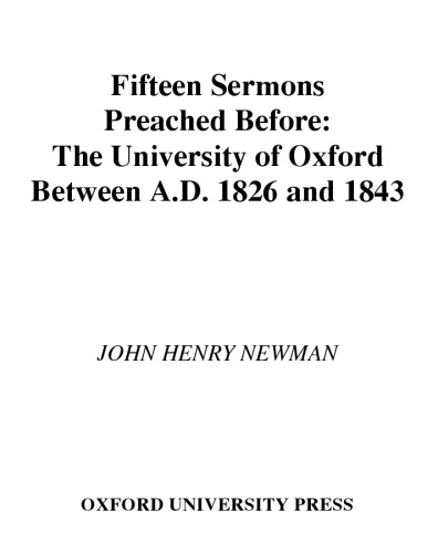 John Henry Newman: Fifteen Sermons Preached before the University of Oxford