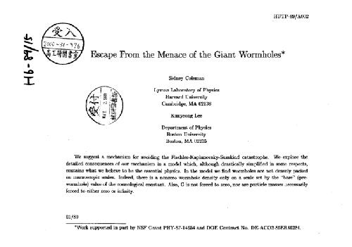 Escape from the menace of giant wormholes