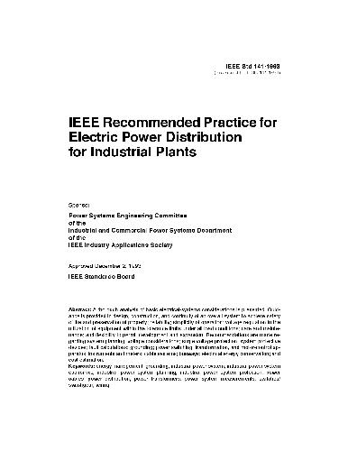 IEEE Std 141-1993, IEEE Recommended Practice for Electric Power Distribution for Industrial Plants