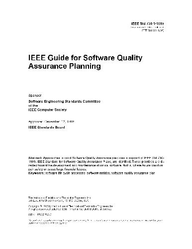IEEE Std 730.1-1995 Standard for Software Quality Assurance Plans