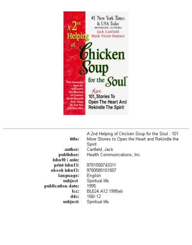 A 2nd helping of chicken soup for the soul : 101 more stories to open the heart and rekindle the spirit