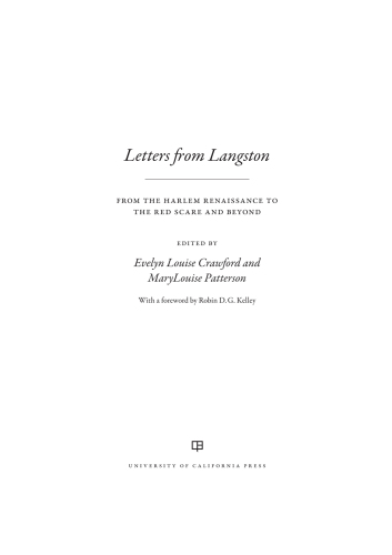 Letters from Langston: From the Harlem Renaissance to the Red Scare and Beyond by Langston Hughes edited