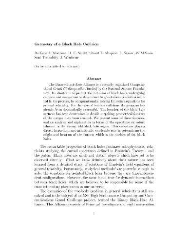Geometry of a black hole collision (Science paper draft)