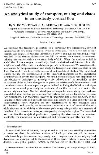 Analytical study of transport, mixing and chaos in an unsteady vortical flow