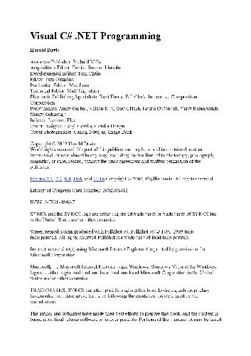 Visual CSharp .NET Programming