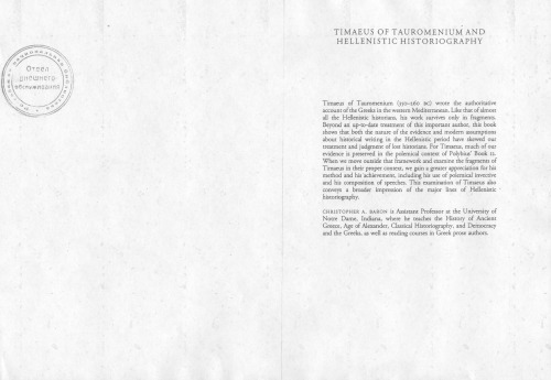 Timaeus of Tauromenium and Hellenistic Historiography