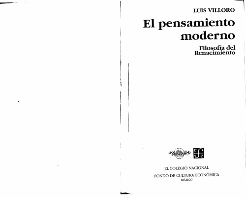 El Pensamiento Moderno: Filosofia del Renacimiento