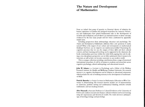 The Nature and Development of Mathematics: Cross Disciplinary Perspectives on Cognition, Learning and Culture