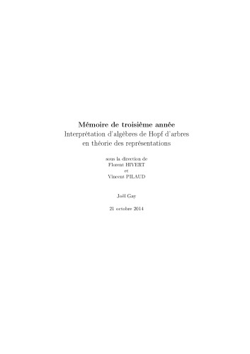 Interprétation d’algèbres de Hopf d’arbres en théorie des représentations [thesis]