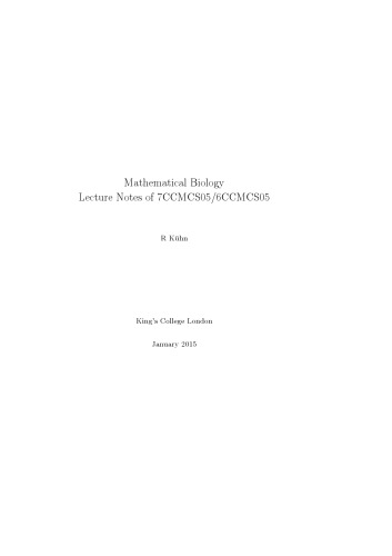 Mathematical Biology Notes