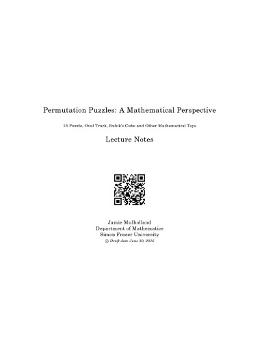 Permutation Puzzles: A Mathematical Perspective [Lecture notes]