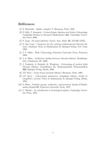 Cohomologie galoisienne et théorie des nombres