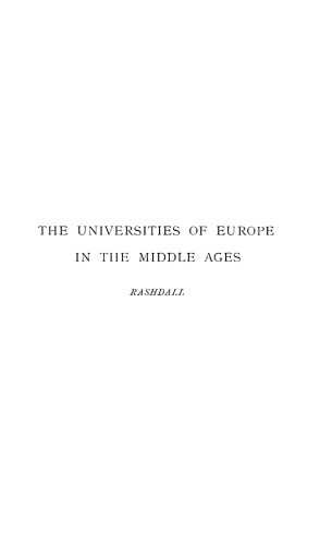 The Universities of Europe in the Middle Ages