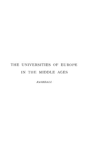 The Universities of Europe in the Middle Ages