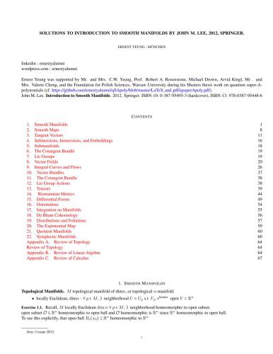 Introduction to Smooth Manifolds [SOLUTIONS TO PROBLEMS]