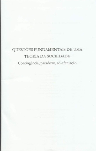 Questões Fundamentais de uma Teoria da Sociedade