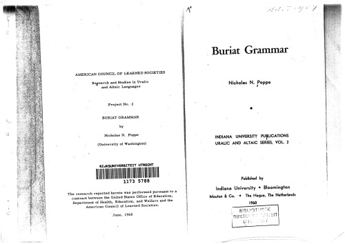 Buriat Grammar