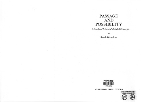 Passage and Possibility: A Study of Aristotle’s Modal Concepts