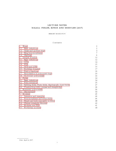 Fields, rings and modules [lecture notes]