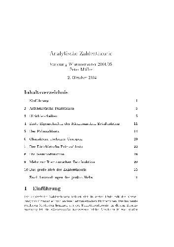 Analytische Zahlentheorie 001