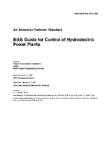 ANSI-IEEE 1010-1987 Guide for Control of Hydroelectric Power Plants