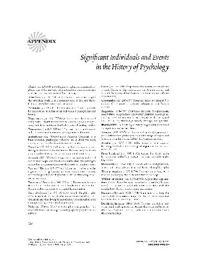 Appendix Significant Individuals and Events in the History of Psychology