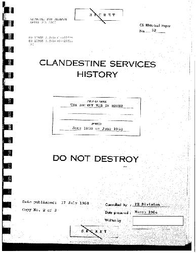 CIA Clandestine Service History Secret War in Korea, June 1950 June 1952
