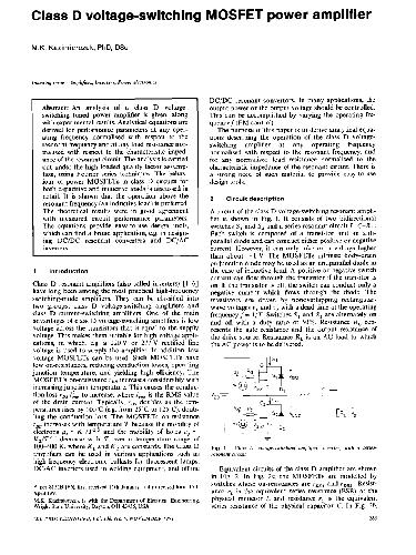 Class-D Voltage Switching Mosfet Power Amplifier
