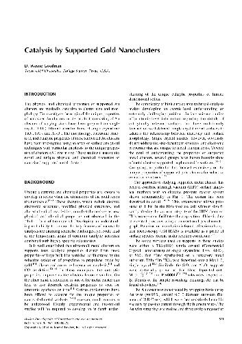 Encyclopedia of Nanoscience and Nanotechnology. Catalysis by Supported Gold Nanoclusters