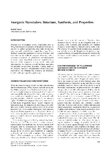 Encyclopedia Of Nanoscience And Nanotechnology Inorganic Nanotubes Structure, Synthesis, And Properties