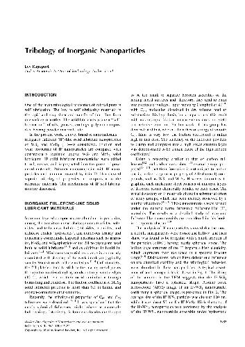 Encyclopedia Of Nanoscience And Nanotechnology (Dekker Nepilna Tribology Of Inorganic Nanoparticles