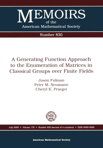 A Generating Function Approach To The Enumeration Of Matrices In Classical Groups Over Finite Fields