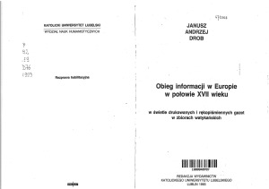 Obieg informacji w Europie w polowie XVII wieku w swietle drukowanych i rekopismiennych gazet w zbiorach watykanskich