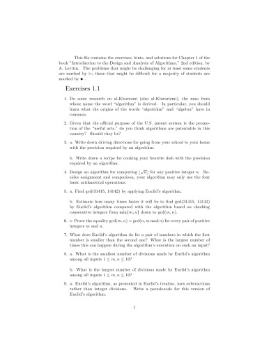 Introduction to The Design and Analysis of Algorithms Solution Manual