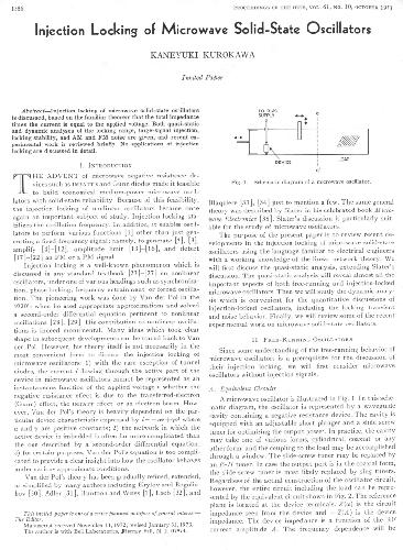 Injection Locking of Microwave Solid State Oscillators