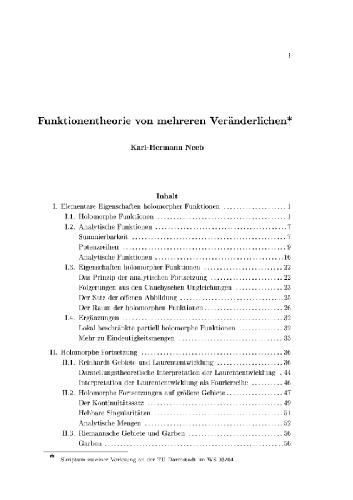 Funktionentheorie von mehreren Veraenderlichen 001