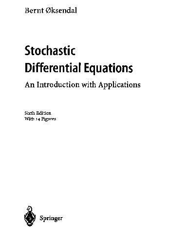 Oksendal Stochastic differential equations