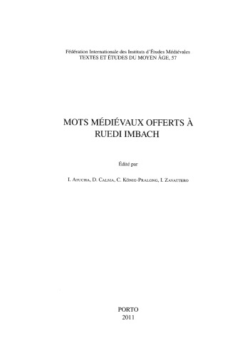 Mots médiévaux offerts à Ruedi Imbach