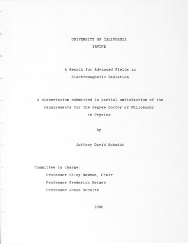 A search for advanced fields in electromagnetic radiation [thesis]