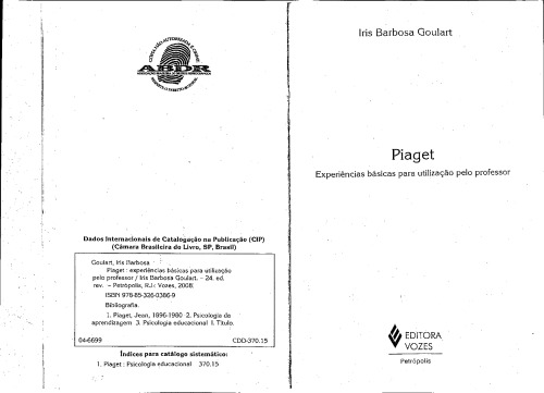 Piaget. Experiências Básicas Para Utilização Pelo Professor