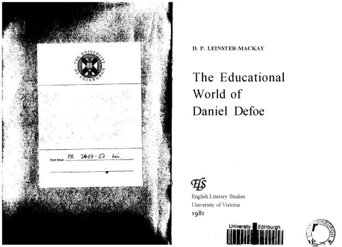 The educational world of Daniel Defoe
