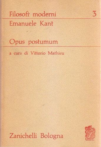 Opus postumum. Passaggio dai principi metafisici della scienza della natura alla fisica