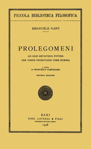 Prolegomeni ad ogni metafisica futura che vorrà presentarsi come scienza