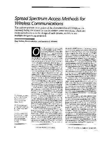 Spread Spectrum Methods for Wireless Communications IEEE ComMag