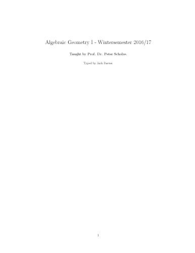 Algebraic Geometry I [lecture notes]